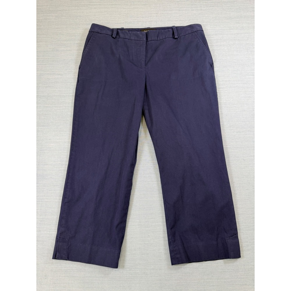 Talbots‎ Signature Navy Blue Cropped Pants Size 10 Straight Leg Cotton Stretch